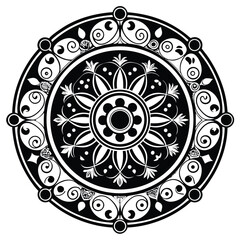 Intricate mandala pattern displays floral elements and elegant swirls within its circular composition