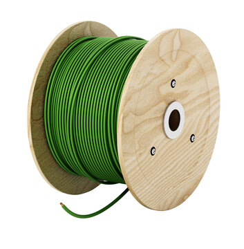 Electric cable spool on transparent background. 3D illustration