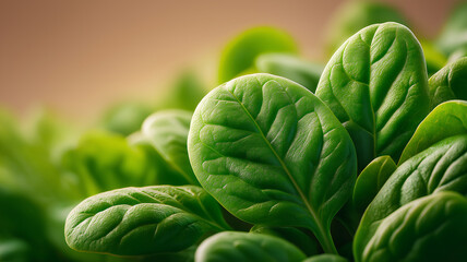 Obraz premium fresh spinach leaves in balanced daylight
