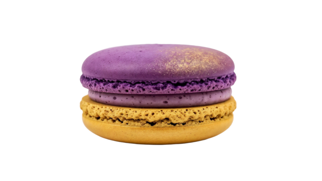 Mardi Gras  Colorful macaron dessert on white background with copy space