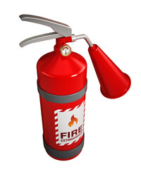 Fire extinguisheron transparent background. 3D illustration