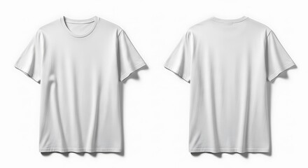 Fototapeta premium Blank White T-Shirt Mockup Front and Back Views on Minimal White Background