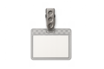 Blank transparent identity card badge with clip