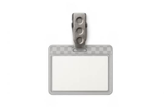 Blank transparent identity card badge with clip