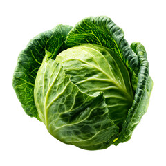 Fototapeta premium Fresh Green Cabbage Head Isolated on White
