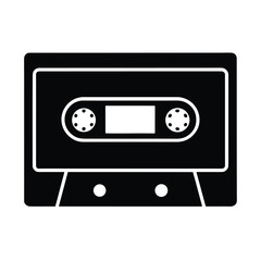 Obraz premium Cassette tape retro audio minimal geometric vector icon