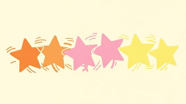 A Row of Colorful Stars in Different Shades and Sizes.