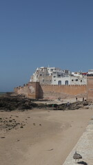 Coastal View of Essaouira, Morocco,  with Historical Fortress on the Beach