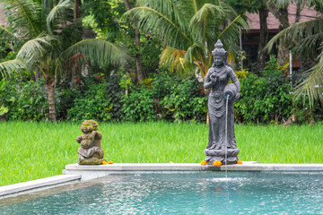 Ubud Bali Indonesia 13 11 2025 – Serene pool surrounded by lush rice terraces and vibrant tropical greenery, a peaceful paradise for relaxation.