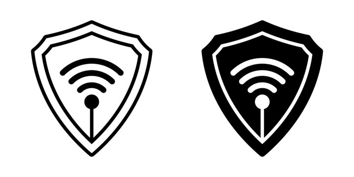 WIFI shield icon set. Simple illustration of a shield containing a wifi signal. Security and technology concept. vector illustration on white background.