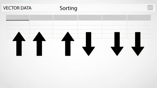 Vector Data Sorting Algorithm Visualization Up and Down Arrows.