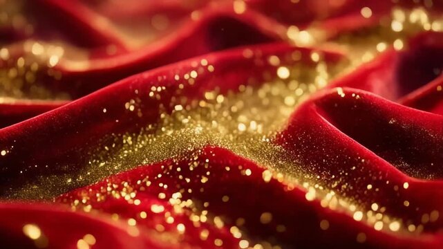 Velvet & Glitter : A luxurious interplay of textures, where the deep red of velvet meets the enchanting sparkle of golden glitter, creating a mesmerizing visual treat.