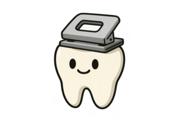 Cute tooth character wearing hole punch