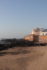 Coastal View of Essaouira, Morocco,  with Historical Fortress on the Beach