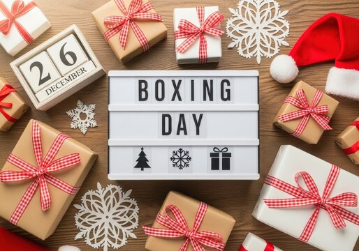 Festive boxing day promotion against christmas sale backdrop