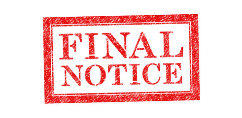 Vector red rubber stamp text Final Notice isolated on the white background.