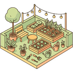 Urban Garden Space – illustration vector