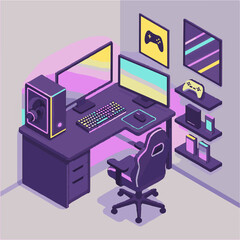 Modern Gaming Setup – illustration vector