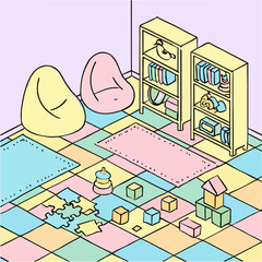 Colorful Kids Playroom – illustration vector