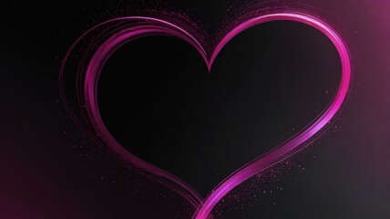 Modern Neon Valentine Heart Background In Black And Rose Metal With Magenta Glow