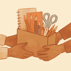 School Supplies Donation – illustration vector