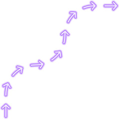 Interlaced arrow path constructs a looping maze route with flowing turns arranged in an abstract neon directional contour.