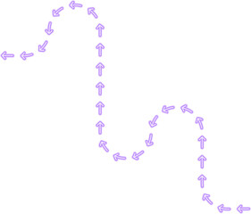 Arrow arrangement shapes a maze-like route combined with squared wave bends forming a structured neon directional contour.