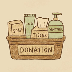Hygiene Donation Basket – illustration vector