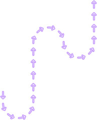 Arrow route forms a square-inspired layout with squared wave segments shaping a structural neon contour.