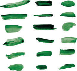 Green Watercolor Brush Marks Pack