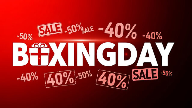 Boxing day sale with discount percentages and gift box icon - Powered by Adobe