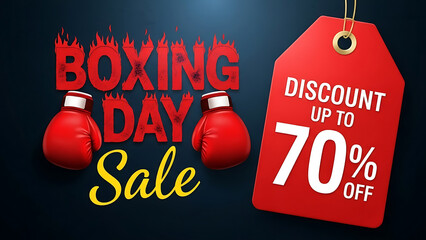 Boxing day sale discount up to 70 percent off with boxing gloves