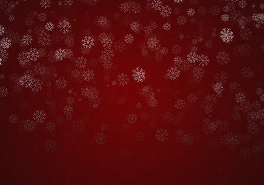 Fototapeta Fondo navideño con degradado rojo intenso y copos de nieve