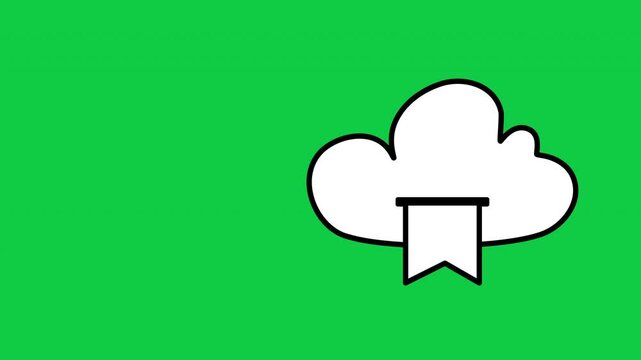 Cloud symbol with a bookmark hanging perfect for cloud storage services branding, online file sharing platforms, digital libraries