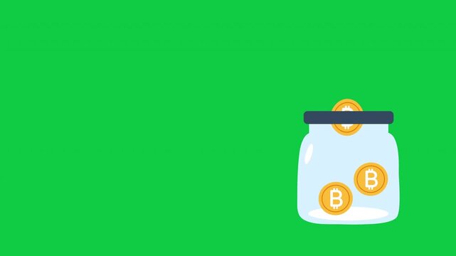 Donation Footage with bitcoin charity donation day or bitcoin in jar donations campaign animation