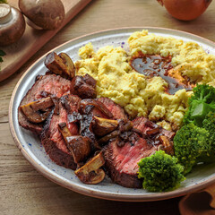Classic Meat and Potatoes Plate with Broccoli Side