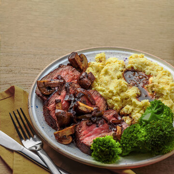 Classic Meat and Potatoes Plate with Broccoli Side
