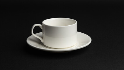 white coffee cup on a black background