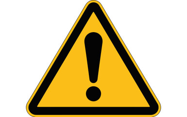 A yellow triangle warning sign with a black exclamation point indicating danger alert