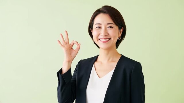 okサインを出すビジネスウーマン
