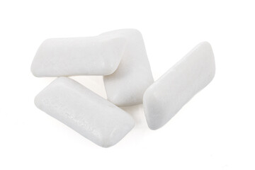 Chewing gum pads isolated on a white background. Full depth of field. Close-up