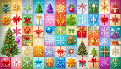 Christmas elements pattern colorful festive.