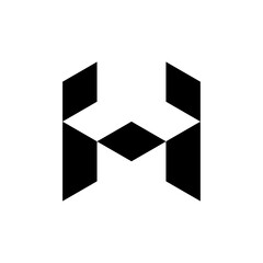 Letter HM or MH bold geometric monogram logo