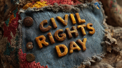 Civil Rights Day is made with rusted and torn jeans and colorful Ikat patterns.