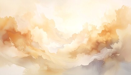 Abstract golden cloudscape painting.