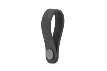 Dark gray leather strap with metal button fastener