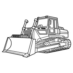 bulldozer vector illustration coloring page line art