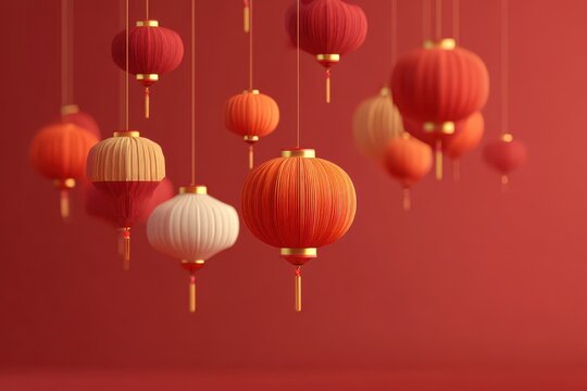 Cheerful Holiday Aura: Vibrant Red Lanterns Symbolizing the Spirit of New Year Celebrations