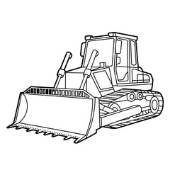 bulldozer vector illustration coloring page line art