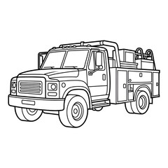 Utility truck coloring page line art 